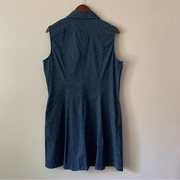 NEW Anne Klein Diana Sleeveless Collared Denim Button Up Shirt Dress Size 14 - Picture 6 of 15